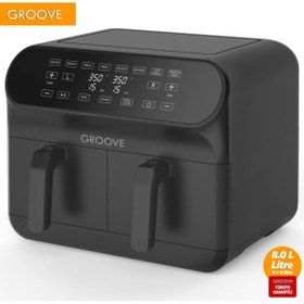 Resim E&D Collection Groove XXL 1800W (4Lt+4Lt) 8Lt Çift Hazneli Airfryer Air Fryer Yağsız Sıcak Hava Fritözü Siyah 