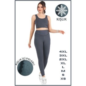Resim Missmaral Kadın Kışlık Içi Polarlı Yüksek Bel Toparlayıcı Tayt Lacivert Curve High Waist Fleece Winter 1051 Antrasit 