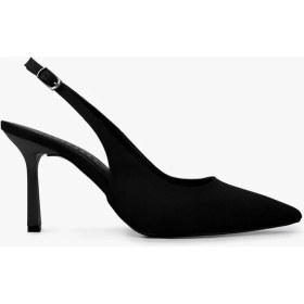 Resim Shoeberry Kadın Siyah Saten Stiletto Topuklu Ayakkabı İnce Topuk ve Jurdan Taban 