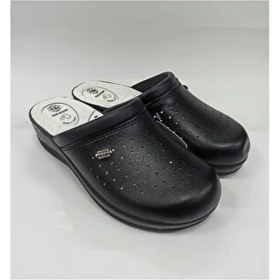 Resim Gezer Siyah 4 Nokta Ortopedik Taban Sabo Hastane Iş Terliği Unisex Tekstil Malzeme ile Rahat Kullanım 