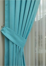 Resim Evdepo Home Turkuaz Fon Perde Tek Kanat (539779744) Turkuaz 
