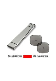 Resim Oto Ön ve Yan Cam Güneşlik Set Vantuzlu Perde Battal Boy Metalize 