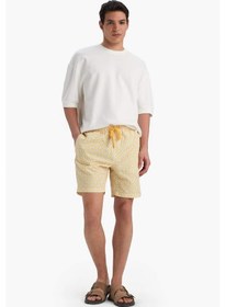 Resim Defacto Regular Fit Desenli File Astarlı Diz Üstü Deniz Şortu E1025ax25hsyl190 Sarı 