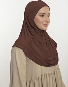 Resim Loggia Pratik Hijab Sandy Şal - Hazır Türban Tesettür Eşarp Namazlık Namaz Örtüsü-Kahverengi 