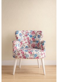 Resim Roma Modern Tekli Koltuk Berjer - Dijital Baskılı Kumaş - Ahşap Ayak - Çiçek Desen Çiçek Desen 