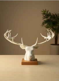 Resim Bfs Dekoratif Geyik Başı Heykel 25 Cm Modern Minimal Tasarım 