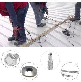 Resim Badem10 Trapez Çatı Vidası 5.5X60 mm Paket 100 Adet Matkap Uçlu Sac Akıllı Vida Çatı Panel Metal Ağaç Vidası 