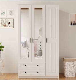 Resim Estelya Country 3 Kapaklı 2 Çekmeceli Mega Gardırop Beyaz 