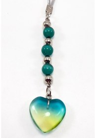 Resim biuti Turkuaz Doğal Taşlı Cam Kalp Araba Dikiz Ayna Süsü, Kalpli Yeni Araba Hediyesi 