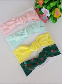 Resim swan butik Kız Çocuk Bebek Bandana Toka Seti 4'lü Sarı, Pudra Pembe, Cam Göbeği, Sarı, Zümrüt Yeşili 