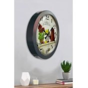 Resim Bahat Salon Ofis Duvar Saati Gri Metal Çerçeve 36 cm 