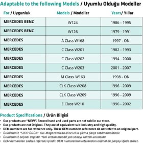 Resim Alpha Auto Part Mercedes CLK Class W208, W209 için 4'lü Kapı Kilit Klavuz Burcu 