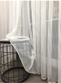 Resim Tül Perde Sık Burgu Düz Armür Etek Kurşunlu Ekru 