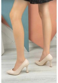 Resim Feles Kadeh Topuklu Kadın Stiletto Ayakkabı Ten 