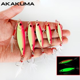 Resim 2 adet Döküm Jig Yem 3D Gözler 7G/10G/15G/20G/30G Metal Jig Luminous Yem Baiti Balıkçılık için Keskin saç tokası ile 