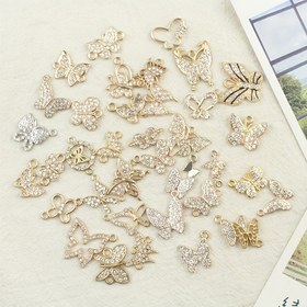 Resim 6 adet Zarif Kelebek Şansları, DIY Bileklik, Kolye, Küpe için Alaşım Kolye - Takı Yapımı Aksesuarları, Takı Aksesuarları | Kelebek Şansları | Alaşım Şansları, Takı Yapımı için Şanslar 