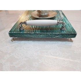 Resim Mdf Sunum Tepsisi Çay Kahve Tepsisi 20cm 35cm Rustik Yeşil 