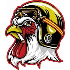 Resim Sticker Usta Kasklı Horoz Kaptan Horoz Sticker 00298 