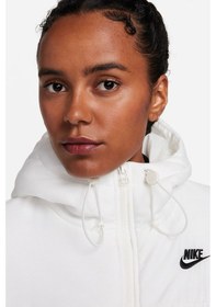 Resim Nike Therma Fit Loose Fit Classic Buffer Bol Kesim Kapüşonlu Kadın Şişme Mont Beyaz Beyaz 
