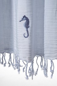 Resim Sealıne Mavi Müslin Nakışlı Peştamal 90X170 2541 - Mavi / 90 x 170 