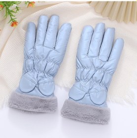 Resim Mengtuo Kayak Eldivenleri Kış Kadın Kadife Kalınlaşmış Moda Eldiven Mavi 