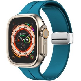 Resim Sones Manyetik Katlanır Toka Silikon Watch Band iOS Uyumlu Watch Ultra 49mm-watch Ultra 2 49mm / Se / Se Akıllı Saat Aks. 48558859 