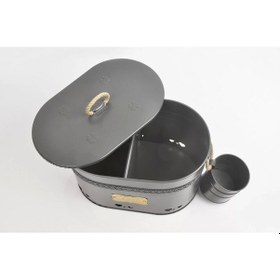 Resim Büyük Boy 2 Bölmeli Lüx Metal Patates-Soğan-Sarımsak Kovası Antr 