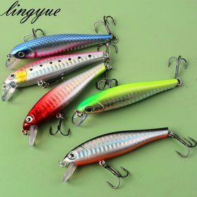 Resim 5 adet Yüzen Minnow Balıkçılık Yemleri, 8.5cm/3.34in, 9.2g/0.324oz - ABS Jerkbait Levrek ve Turna Balığı için, Karışık Renkler 