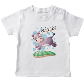 Resim Angemiel Baby Koşan Su Aygırı Erkek Bebek Tişört Beyaz B0456MDBBKETSRT 