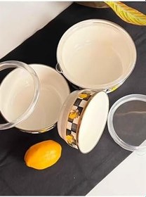Resim Amarillo Emaye 3'Lü Kapaklı Saklama Kabı 