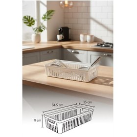 Resim Snippy Nivo - 4'lü Çekmece İçi Kaşıklık Seti Organizer Mutfak Düzenleyici Bıçaklık Kepçelik Beyaz Beyaz 