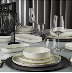 Resim Kütahya Porselen Bone Moderna 26 Prç 6 Kişilik Yemek Takımı Platin File 