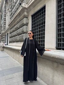 Resim Lotos Özel Tasarım Abaya - Siyah / One size 