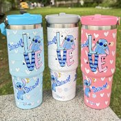 Resim 1 Adet 30 Oz Dikişli Vakumlu Yalıtımlı Paslanmaz Çelik Seyahat Bardağı, Pipetli Yeniden Kullanılabilir Su Şişesi - Ev, Ofis veya Araba İçin, Hediye Seçeneği, Doğum Günü 