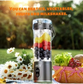 Resim Globalbloom Gri 6 Bıçaklı Taşınabilir Usb Şarjlı Blender, Smoothie, Milkshake Yapma 