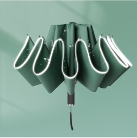 Resim 1 Paket Yansıtıcı Şeritli Katlanabilir Şemsiye Hediyeli Yağmur Kılıfı Çok Renkli 