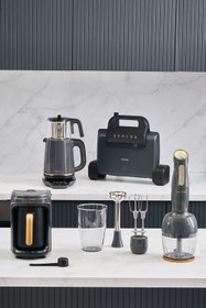 Resim Gold 4'lü Elektrikli Çeyiz Seti Tost, Kahve, Çay Makinesi ve Blender Seti Antrasit 