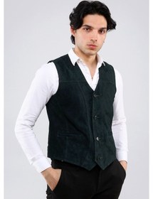 Resim Erkek Hakiki Deri Süet Yelek (545238309) 