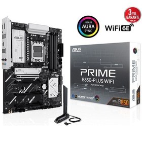 Resim Asus Prıme B850-plus Wıfı, 4xddr5, 3x M.2, Hdmı, Dp, Type-c, Wi-fi 6e, Bluetooth V5.3, Am5 Soket Gamıng Anakart 