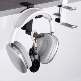 Resim Quueppty Ayarlanabilir Asılı Kancalar Masa Yan Asılı Çanta Tutucu Klipsli Kulaklık Tutucu Masaüstü Tezgahı Kancalar Braketler Siyah (Yurt Dışından) 