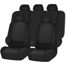 Resim Wondernest Evrensel Araba Koltuğu Kapağı Polyester Kumaş 9 Parça Set Siyah Araç İç Aksesuarları 