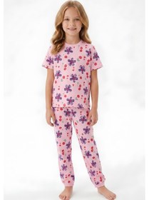 Resim Modanino Kız Çocuk %100 Pamuk Pijama Takımı 8-13 Yaş 12698ıs Pembe 