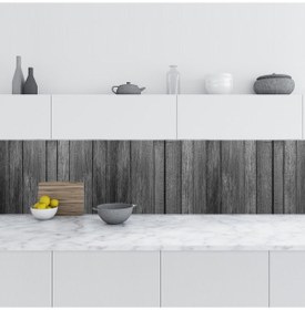 Resim Mutfak Tezgah Arası Folyo Fayans Kaplama Folyosu Ahşap Doku Siyah 