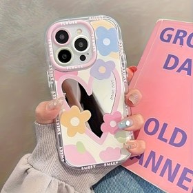 Resim Renkli Küçük Çiçek Kalp Mektup Deseni Krem Kabuk Ayna Telefon Kılıfı, for Iphone 11 12 13 14 15 16 Pro Max 12 Pro Max 13 Pro Max 14 Pro Max 15 Pro 16 Pro Max Ayna Krem Kabuk Malzeme - Şeffaf - Kalp Küçük Çiçek Ayna 