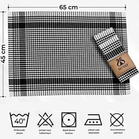 Resim Mutfak Kurulama Bezi 6'lı Mavi Pöti Kareli Bulaşık Kurulama Bezi Servis Peçetesi Beslenme Örtüsü Siyah 