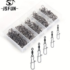 Resim JSFUN 100 adet/kutu Balıkçılık Bağlantı Noktası Varil Dönerler Snap Rulo Dönerler Balıkçılık Kancaları Bağlantı Balıkçılık Yem Aksesuarları 