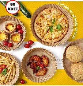 Resim LİRAZON 50 Adet Airfryer Pişirme Kağıdı Hava Fritözü Xiaomi Philips Yağsız Tefal Kumtel Mi Kağıt 