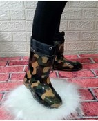Resim Çağrı Yeşil Kahve Kamuflaj İçi Yünlü Kar Yağmur Çizme 001 
