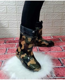 Resim Çağrı Yeşil Kahve Kamuflaj İçi Yünlü Kar Yağmur Çizme 001 