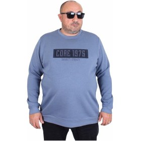 Resim Starbattal Erkek Büyük Beden Sıfır Yaka 3ip Sweat Core 1975 24209 Mavı Mavi 